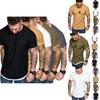 Men Solid Color Slim Fit O Neck Short Sleeve Muscle Tee Shirt Casual Tops Shirts