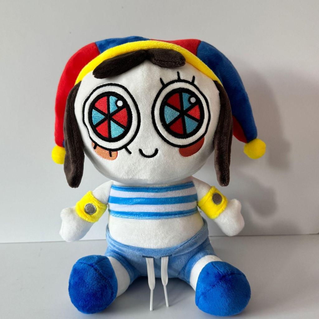The Amazing Digital Circus Pomni Plush Doll Soft Stuffed Toy with Unique Blue White Outfit and Red Blue Eyes Cute Jester Figure for Fans Home Decor