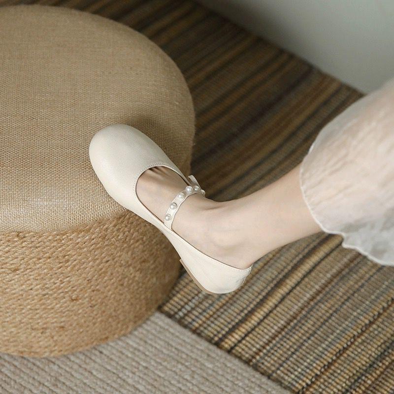 Summer bow pearl comfort  versatile fairy flat beanie shoes female chain single shoe style