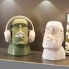 Kreative Moai Steinstatue Taschentuchbox Brillenhalter Kopfmontierter Kopfhörerständer Multifunktionales Dekoratives Ornament für Zuhause Geschenk
