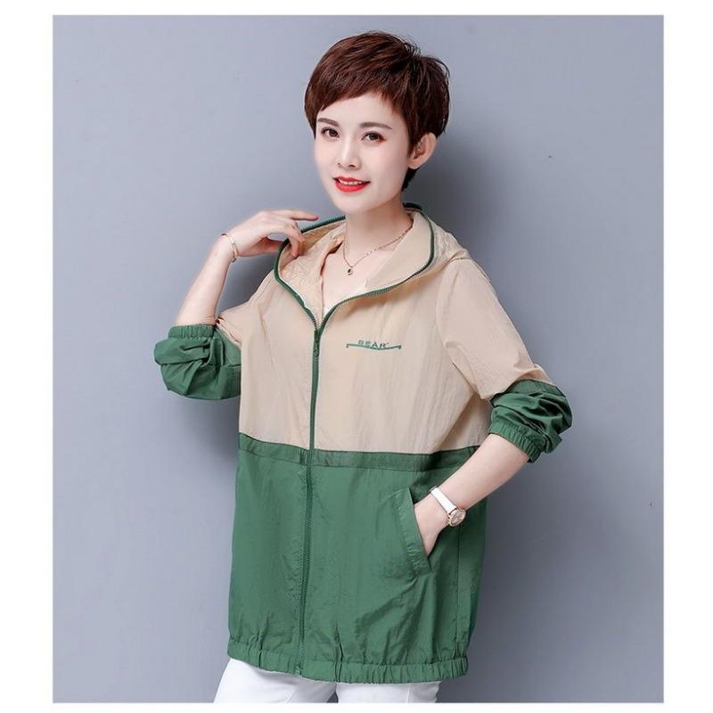 Zipper Contrast Color Cardigan Hooded Jacket Women's Autumn and Winter Fashionable Casual Loose Top