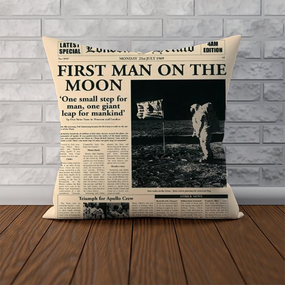 Retro Newspaper Pillow Case For Car Sofa Decorative Home Doublesided Print Plush Square Throw Pillow Cushion Cover