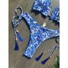 Sexy Blue and white porcelain Print Bikini Set Women's Swimsuit Two-piece Swimwear Bathing Suit Brazilian Biquinis