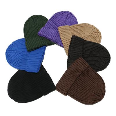 Autumn and Winter New Cotton Wool Hat Light Board Solid Color Striped Knitted Hat Ear Protection Warm Winter Hat Men