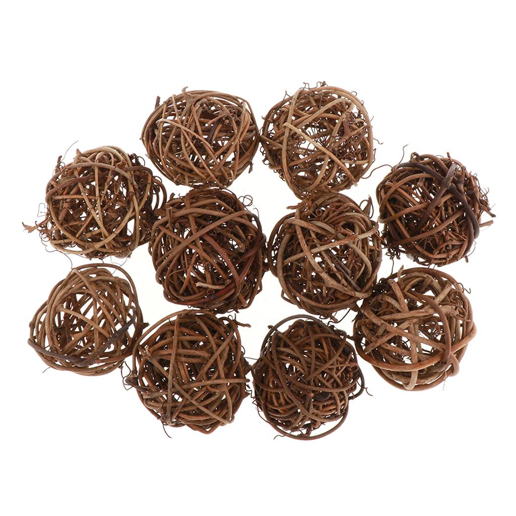 10 Pack Natural Rattan Balls in 3 Colors for DIY Crafts And Decorations