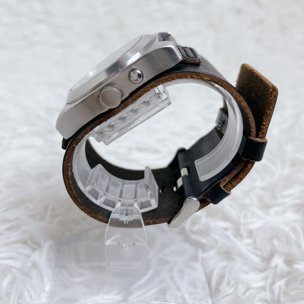Used FOSSIL BIG TIC Robot Leather Watch Y2K Quartz