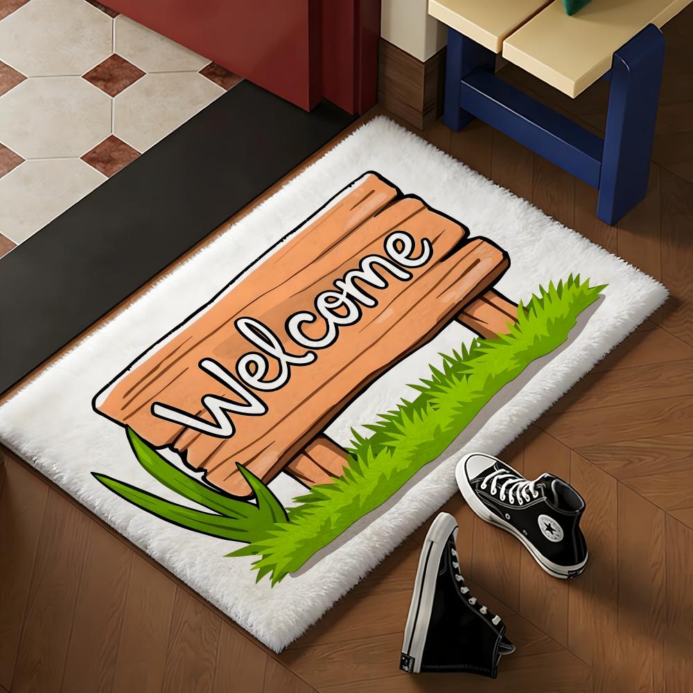 Welcome COOL Floor Mat Soft Flannel Rug Non-Slip Absorbent Mat For Bathroom Bedroom Home Decor