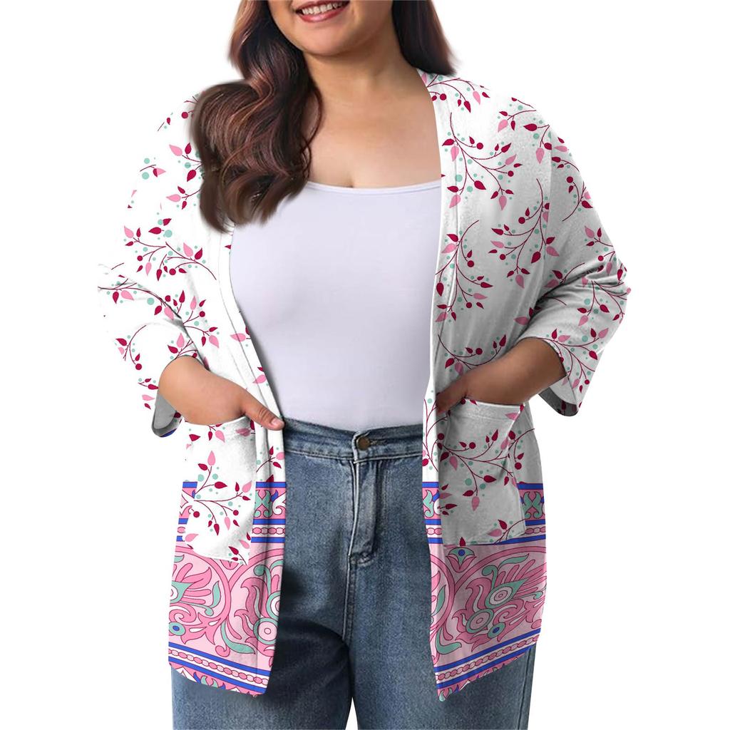 Women's Fall And Winter Fashion Casual Soild 3/4 Sleeve Mid-Length Cardigan Jacket