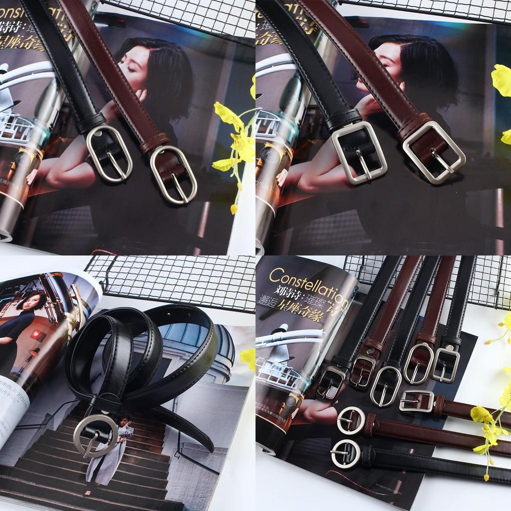 Simple Solid Color Oval Buckle Decoration Women Slim Waist Belt For Daily Office Wear