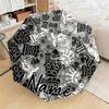Ized Chess-Themed Open/Close Umbrella with Custom Name/Text - 8-Rib Folding Compact Travel Umbrella, Chess Piece Design (Knigh