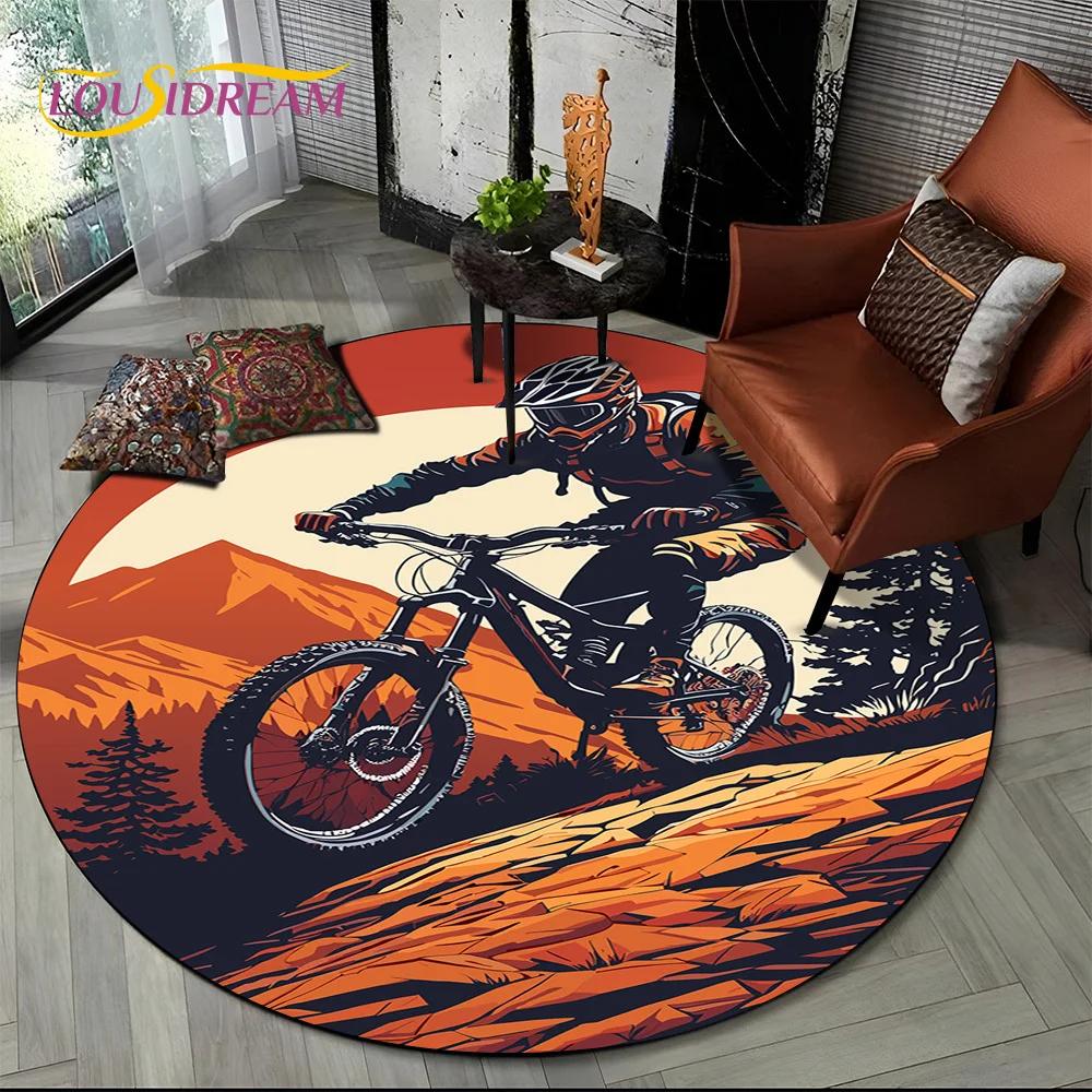 3D Retro Vintage Motorcycle Cartoon Round Area Carpet Rug for Living Room Bedroom Kid Playroom Decor,Pet Area Rug Non-slip Gift