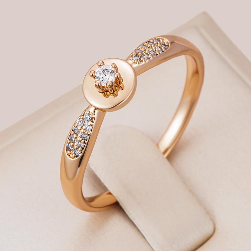 Rose Gold Bride Wedding Ring Natural Zircon Accessories Fashion Modern Party Daily Jewelry Crystal Gift For Women