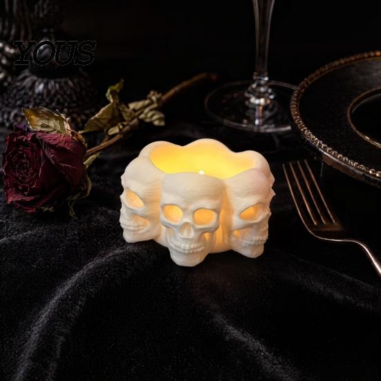 Unique Candle Holders For Halloween 3D Printed Skull Holder, with Internal Groove, Dark Style Holder Ornament, for Tea Wax And LED Candles Atmosphere