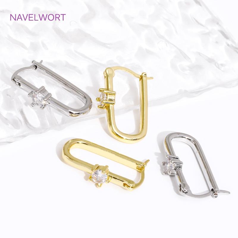 Trendy 18K Gold Plated Brass Geometric Hoop Earring Inlaid Zircon Twist Round Earring,Jewelry Party Gifts For Women Wholesale