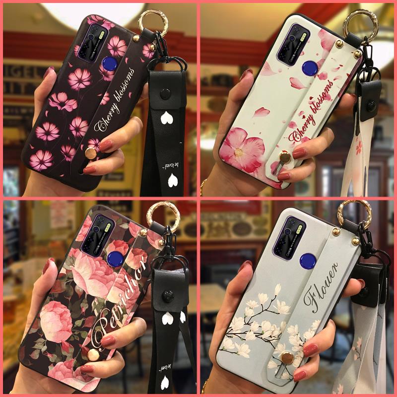 Shockproof Wrist Strap Phone Case For Tecno Camon15/15Air/16S/KD7H/CD6/CD7/Spark5/5Pro Wristband Protective Back Cover