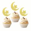 24PCS Decorative Cake Decorative Toppers Glitter Gold Eid Mubarak Baking Cake Flags Ramadan Mubarak Cake Decor Cake Decorating