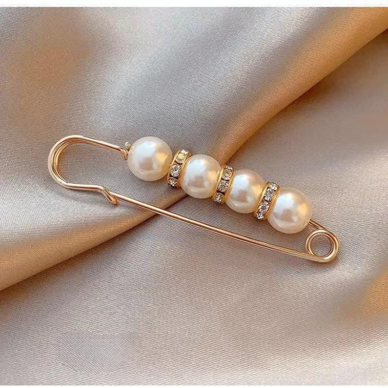 Set Pretty Pearl Pin Buckle Fixed Clothes Anti-naked Buckle Shrink Trouser Waist Ladies Decorative Accessories