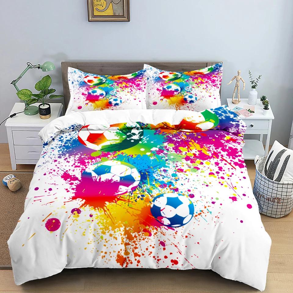 Football Bedding Set 3D Soccer Child Duvet Cover Single Double Sports Boy Home Textile Comforter Nordic Covers For Bed King Full