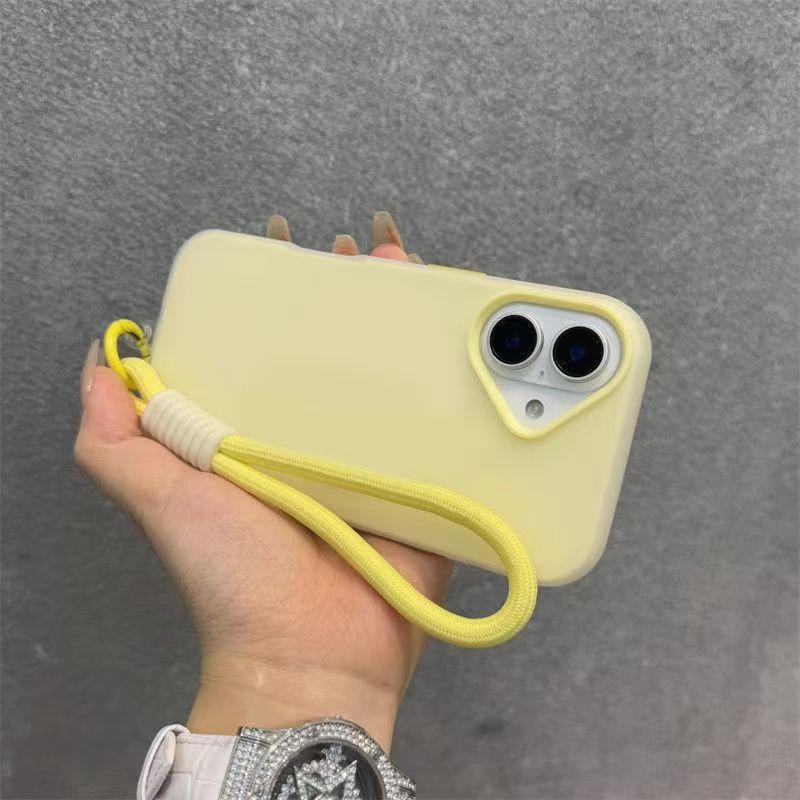 Soft Matte Candy Transparent Phone Case For iPhone 17 16 Pro Max 15 14 13 12 11 XS X 7 8 Plus 16e Hand Wrist Strap Lanyard Cover