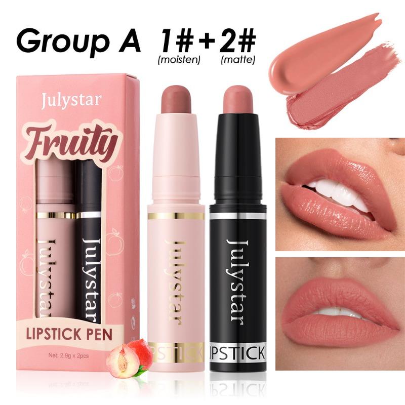 Fruit Flavor Moisturizing Beauty Gloss Lipstick Lasting waterproof Matte Mist Top Two lipstick