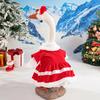 Christmas Velvet Dress Outfit For 23In Porch Goose Statue Decoration With Bow Garden Lawn Decor