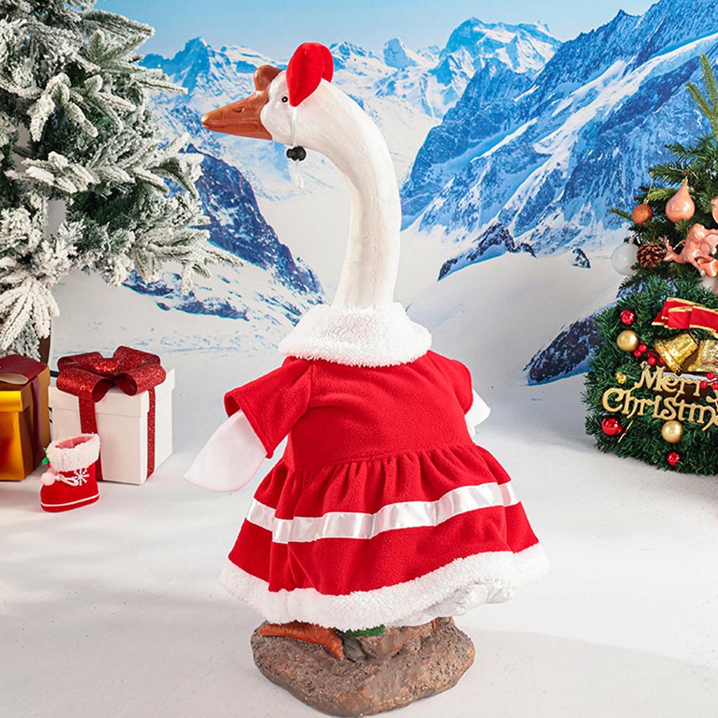 Christmas Velvet Dress Outfit For 23In Porch Goose Statue Decoration With Bow Garden Lawn Decor