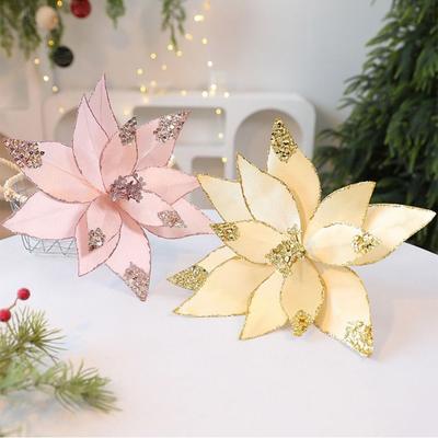Mesh Fabric Artificial Christmas Flowers DIY Fake Flower Floral Simulation Flower Arrangement Party Decoration