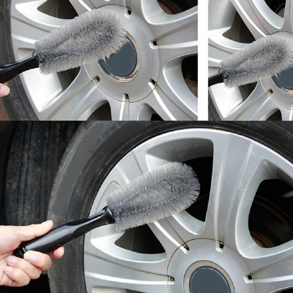 Car Wheel Brush Tire Cleaning Brush Tool Car Rim Scrubber Cleaner Duster Handle Motorcycle Truck Wheel Car Grooming Brush