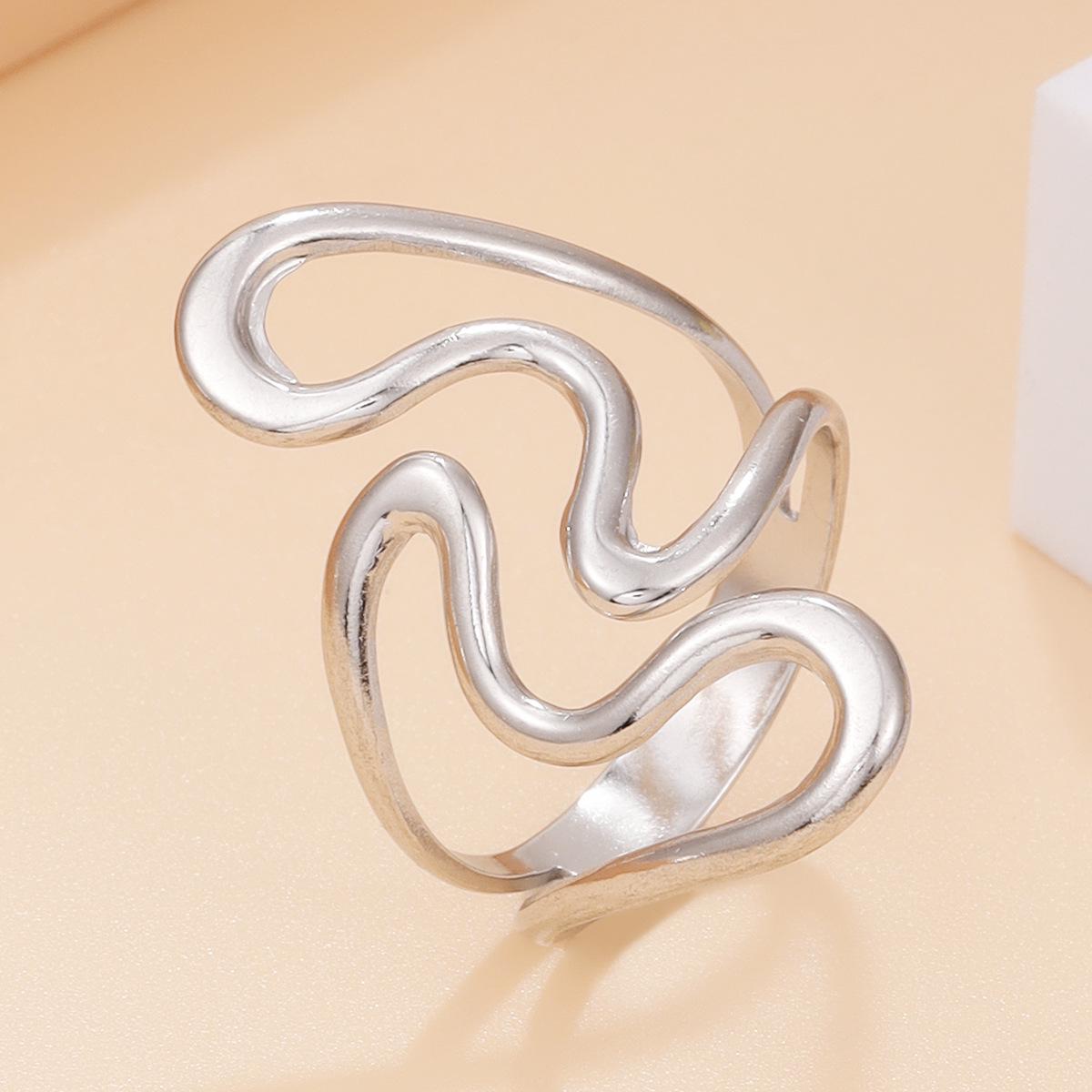 Ins Style Irregular Heart Shaped Stainless Steel Open Adjustable Ring