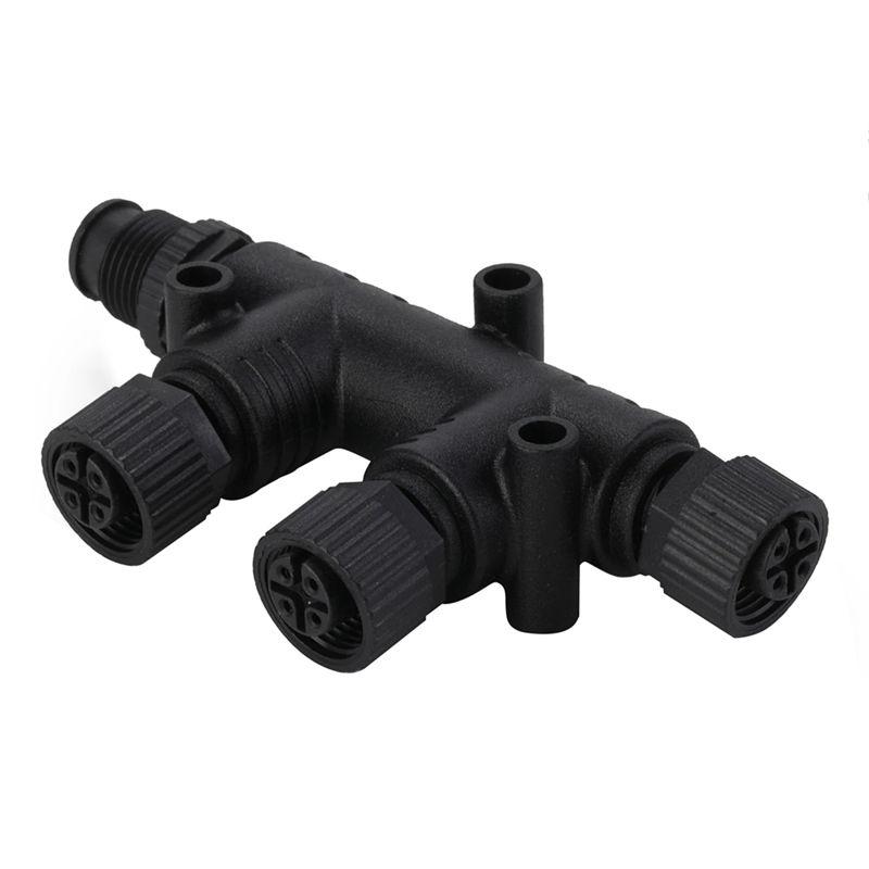 A21E-NMEA 2000 T Connector 4 Port 5Pin M12 Thread IP67 NMEA 2000 (N2k) (Tee) T-Connector For Garmin Lowrance Simrad чёрный