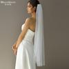 All Over Scattered Pearl Sheer Tulle Bridal Veil, Single Layer Plain Ivory Wedding Veil For Lace Satin Gown Pre-Wedding Elopement Portrait Shoot
