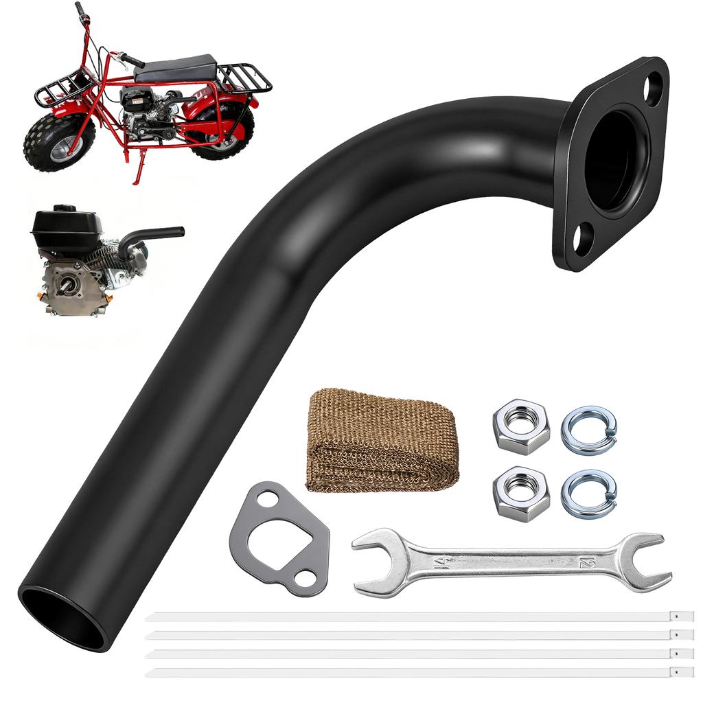 Mini Bike Exhaust Pipe Chrome 212cc 196cc Predator Heat Resistant TIG Welded for DuroMax 196cc 212cc GX160 GX200