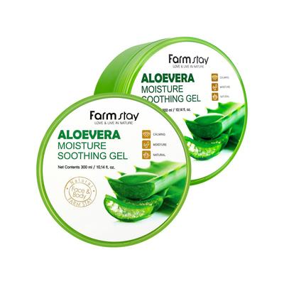Farmstay Aloe Vera Moisture Soothing Gel 300ml ×2 – Refreshing Hydration for Sensitive Skin, Korean