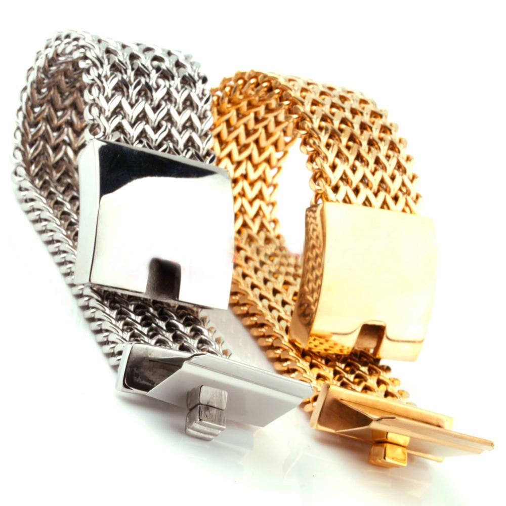 Ciężki 8,66 \ "długi 30mm szeroki srebrny lub złoty kolor Franco łańcuszek Rolo bransoletka ze stali nierdzewnej 316L męski łańcuszek bransoletka biżuteria