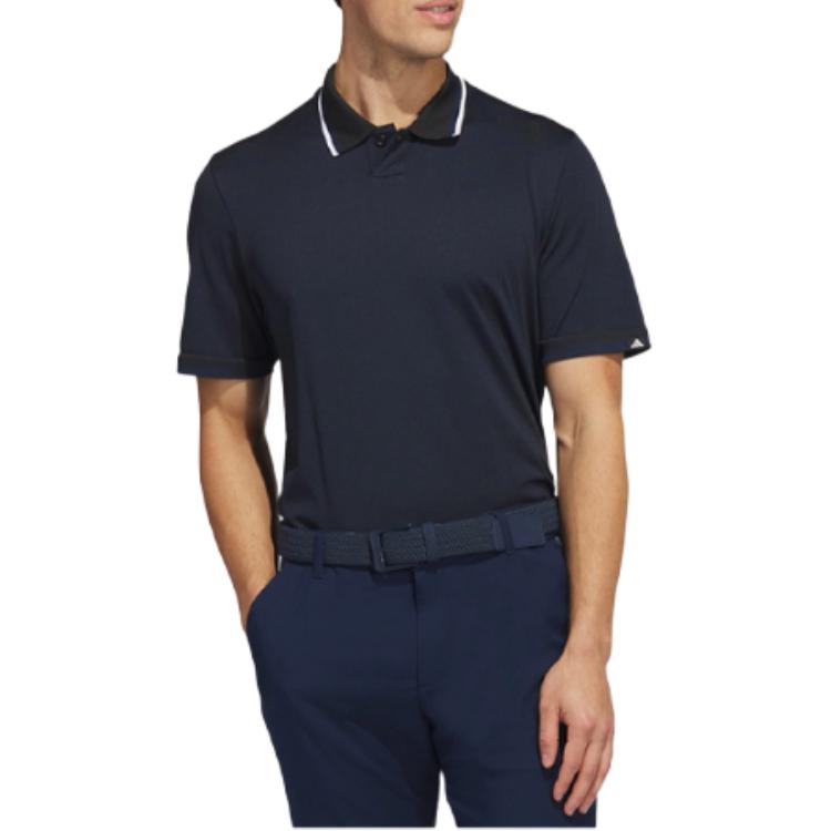 Adidas Striped Detail Golf Polo Shirt Men Tops Navy-Blue IA6400