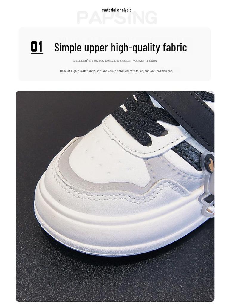 2026 Kids' Soft-Soled White Walking & Skate Shoes – Trendy Spring/Autumn Style for Boys & Girls