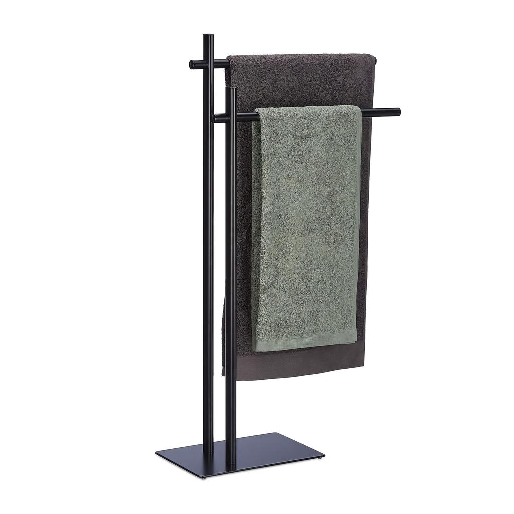 Modern 2-Tier Freestanding Towel Rack - Stainless Steel, No Installation Required, Non-Slip Pads for Bathroom Pool Accessories