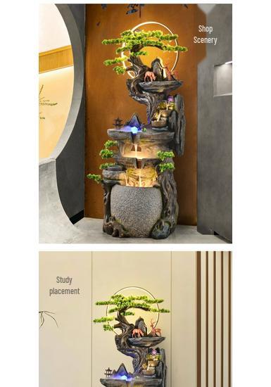 Floor-Standing Rockery Water Fountain: Feng Shui Wealth Attraction for Living Rooms and Offices