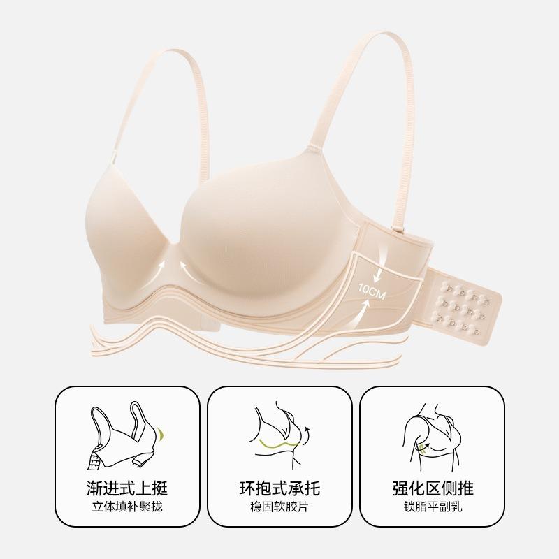 Traceless Underwear Women's Small Breasts Gather, Lift the Upper Support, Thicken and Show the Chest Size Without Steel Ring, Close the Sub-breasts