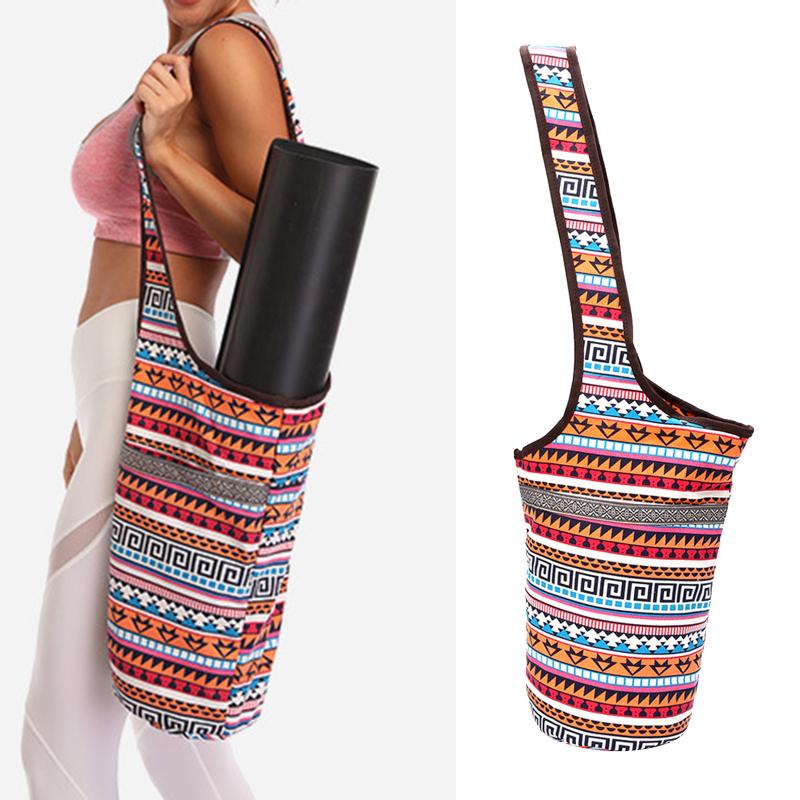 Fashion Yoga Mat Bag Canvas Yoga Bag Large Size Pocket Fit Most Size Mats Yoga Mat Tote Sling Carrier for Fitness Enthusiasts