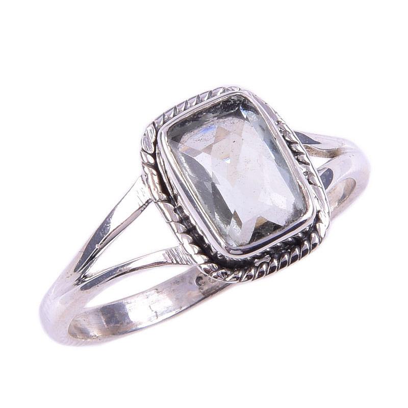 Natürlicher Grüner Amethyst Edelstein Handgefertigt 925 Massiv Sterling Silber Ring S.9 y2h26