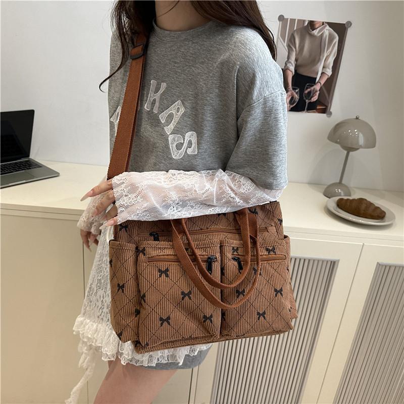 Minimalist Womens Tote Bag With Corduroy Material For Daily Commuting And Fashion Style