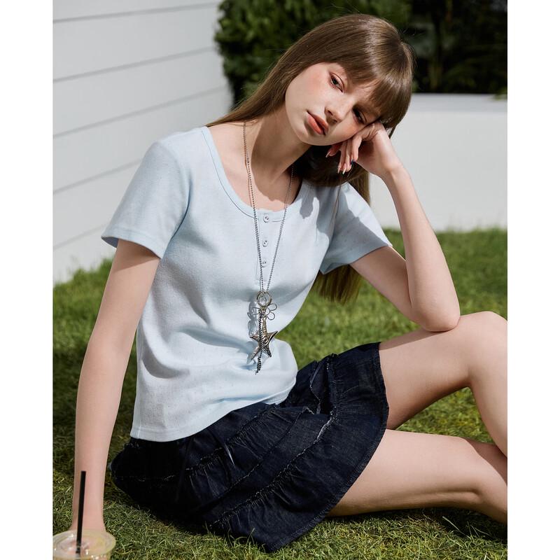 TonLion Women's Textured Short Sleeve T-Shirt