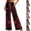 Women's Halloween Print Wide Leg Pants with Pockets for Casual Comfort