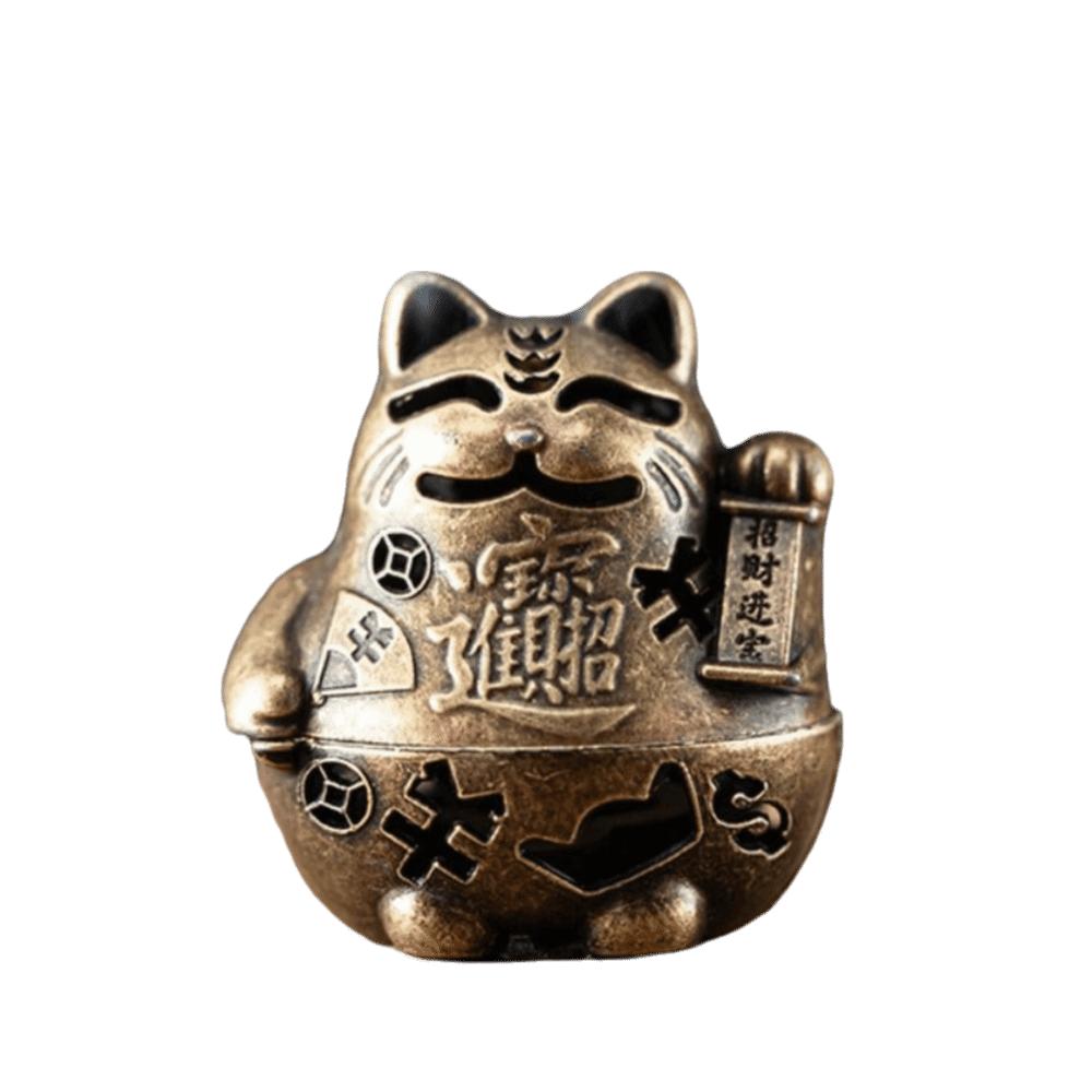 Mini Cat Lucky Cat Incense Burner Hollowed Out Patterns Alloy Sandalwood  Office Decoration