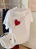 T-Shirt mit Herz-Rosen-Grafikdruck vorne und hinten, Romantisches rotes Herzmuster, Vielseitiges Frühling Sommer Herbst Alltagsmode Tee
