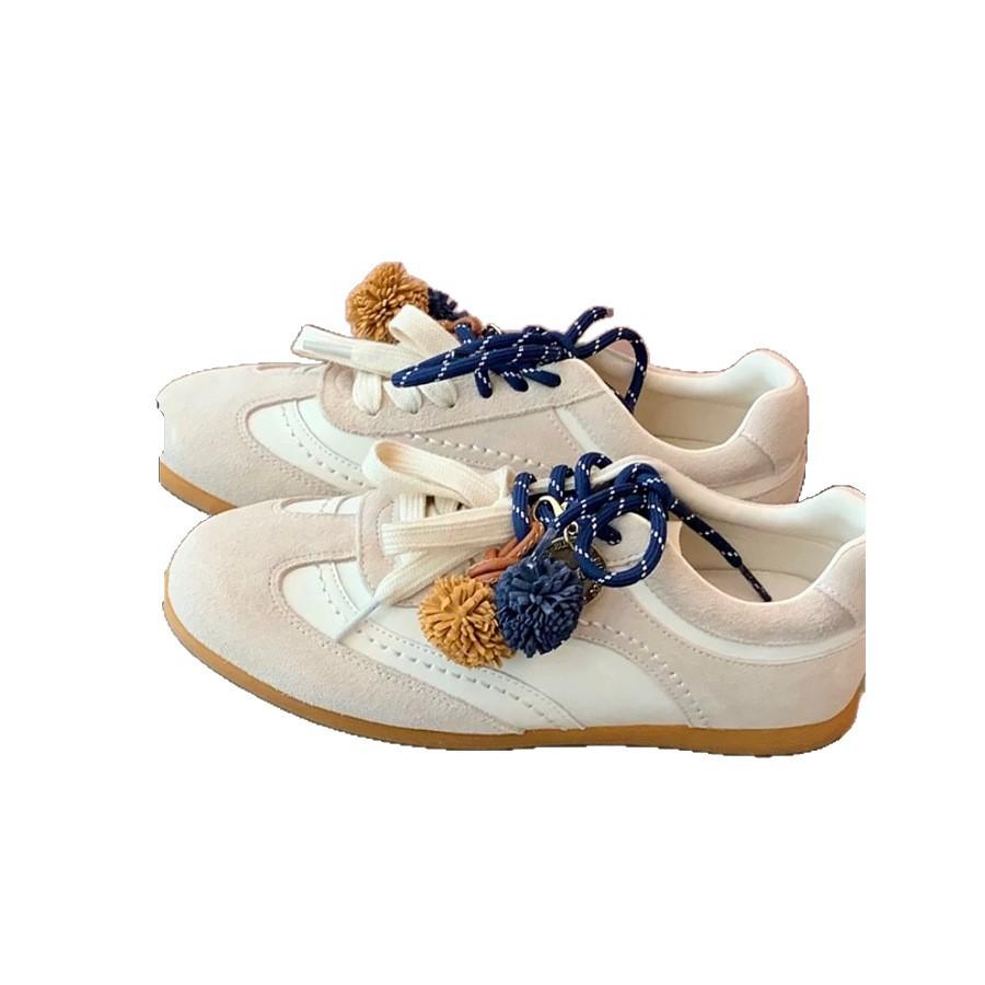 2025 Autumn New Matte Lace-up Round Head Flat Bottom German Training Women's Shoes Soft Sole Versatile Casual Board Shoes Single Shoes Women's Senior