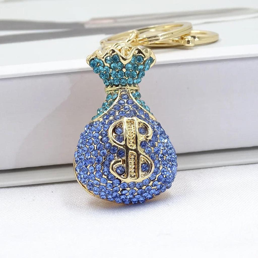 3D Dollar Bag Shaped Women's Bag  Accessories Rhinestone Key Chain Fashion Pendants Party Favors Car Keys Decoration Accessory