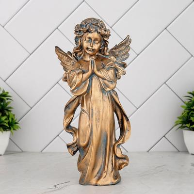 Betende Engel Statue für Glücksbringer Schauobjekt Heimdekoartikel für Wohnzimmer und Geschenke (Antikes Gold)