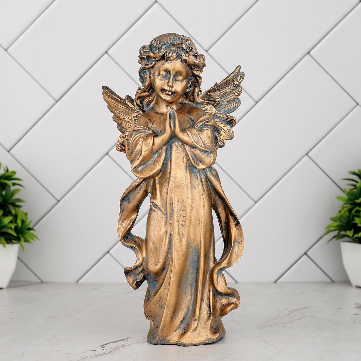 

Статуэтка молящегося ангела для удачи, предмет интерьера для гостиной и подарки (Античное Золотое)